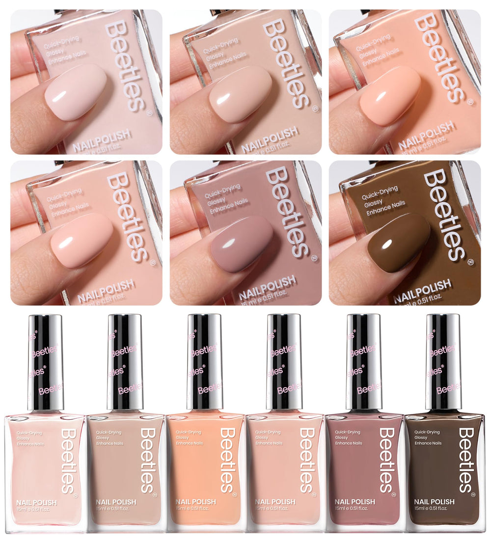 Beetles Nude, ensemble coco-mousse – 6 nuances neutres pour tous les looks.
