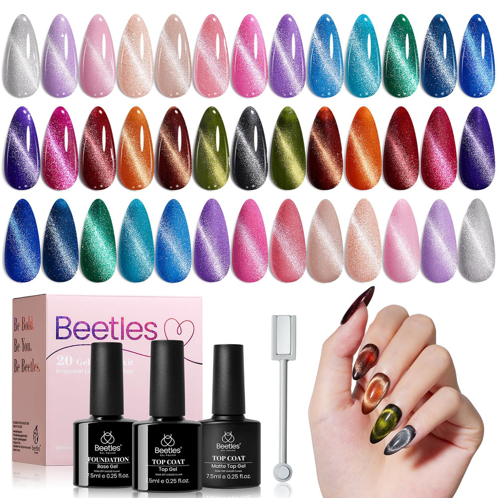 Coffret Beetles avec 20 couleurs gel œil de chat pour manucure maison polyvalente