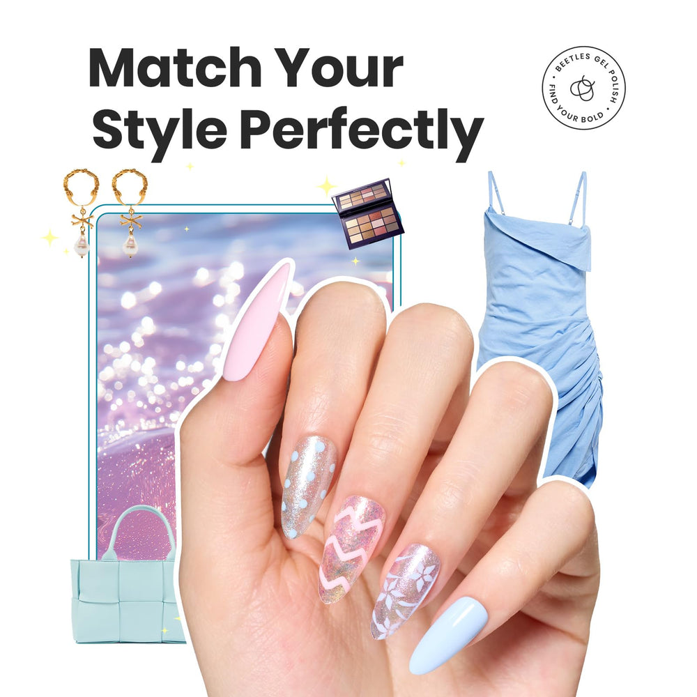 Beetles Gel Polish – paillettes blanc perle pour un fini nacré subtil