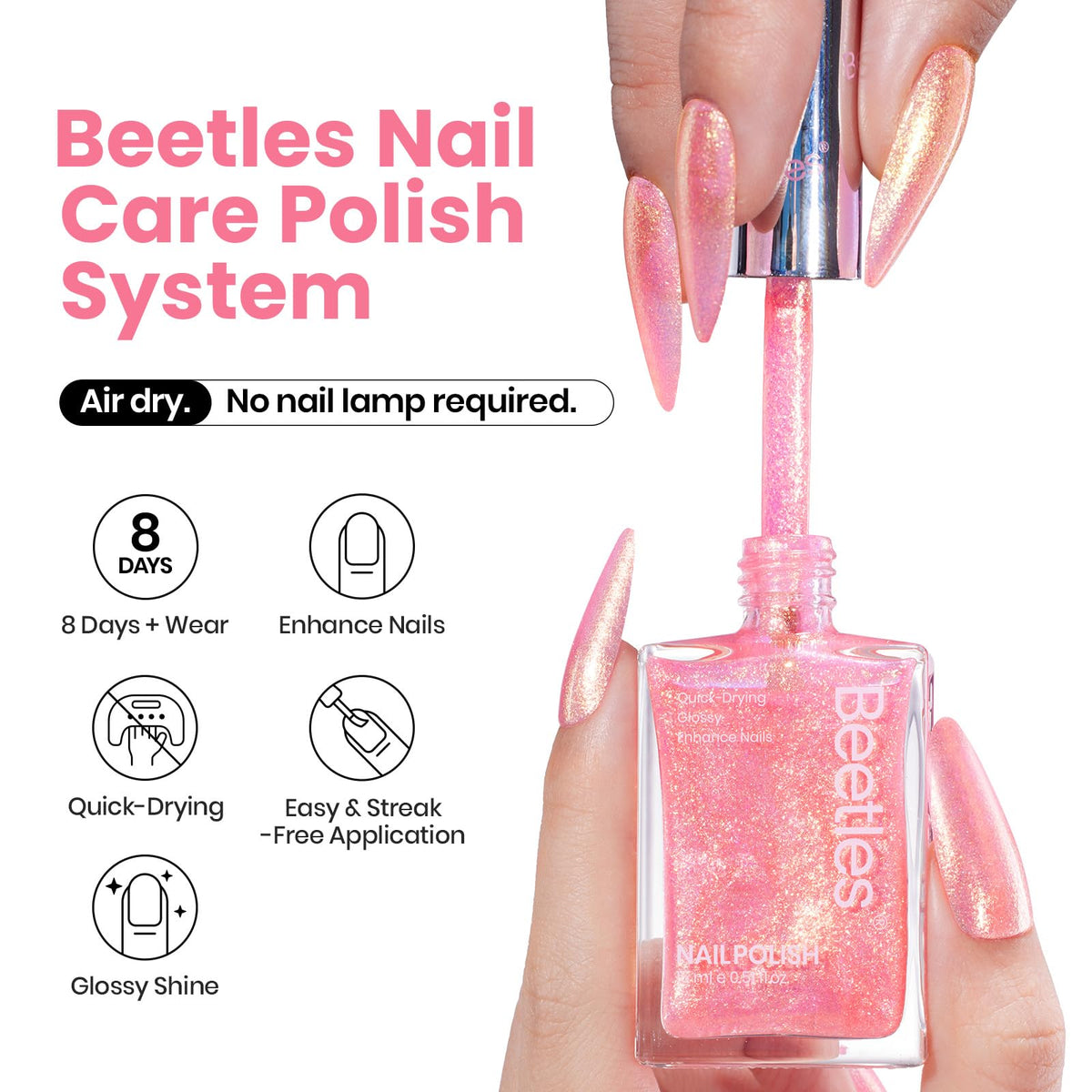 Beetles Gel Polish – rose nacré, fini lumineux, idéal pour un look quotidien