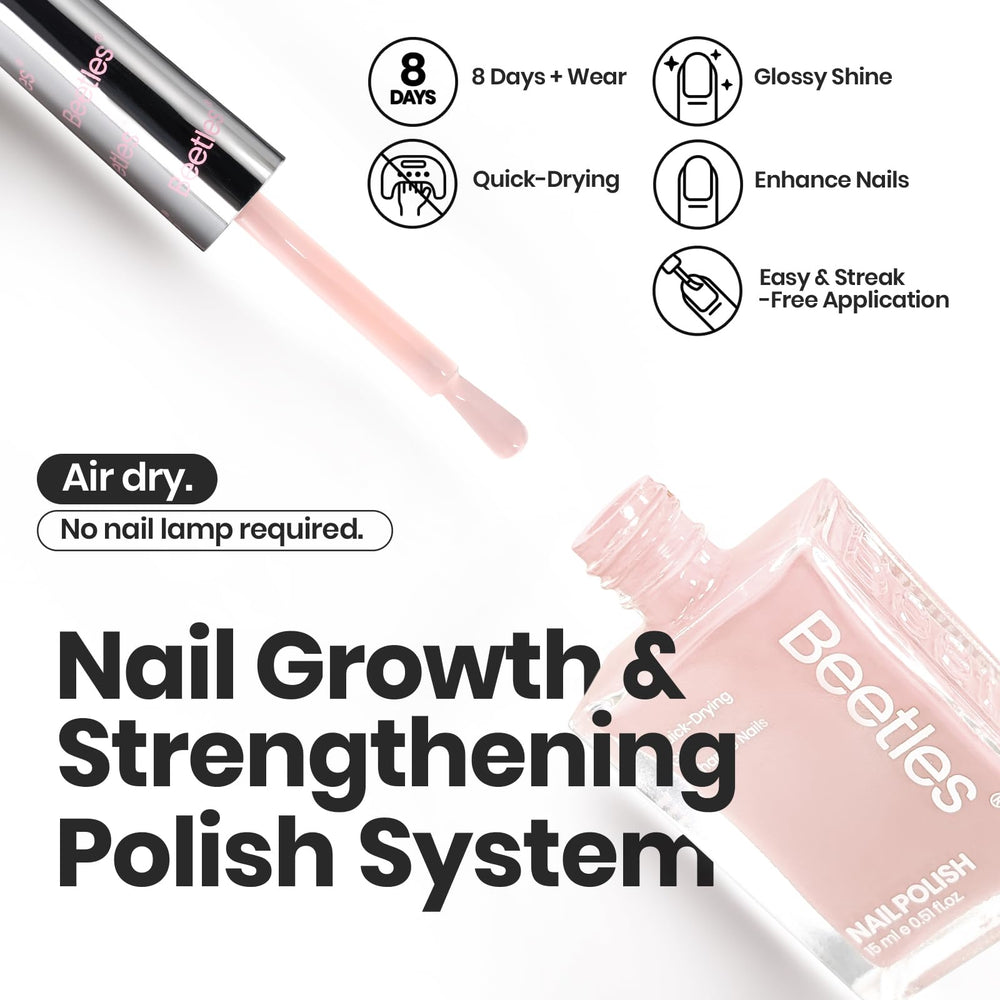 Beetles Vernis Rose neutre coco-mousse – séchage rapide et usage quotidien.