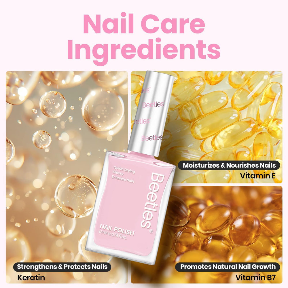 Beetles vernis rose nuage: fini brillant qui éclaire les ongles.