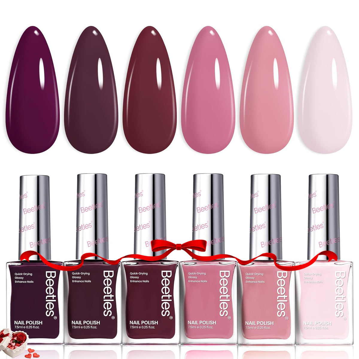 Beetles Vernis Rose Twilight – ensemble 6 couleurs pour nail art varié et glamour