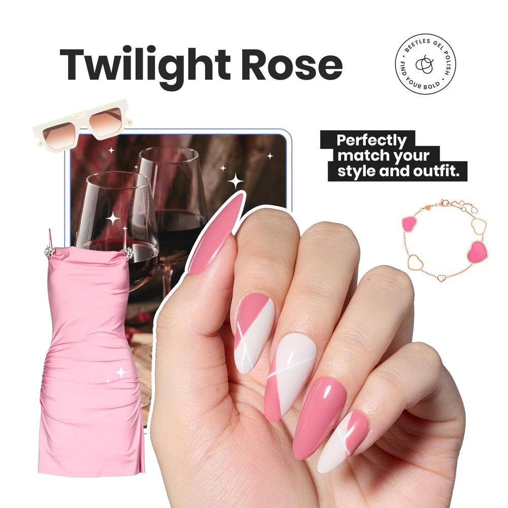 Beetles Vernis Rose Twilight – pinceau large et courbe facilite l'application