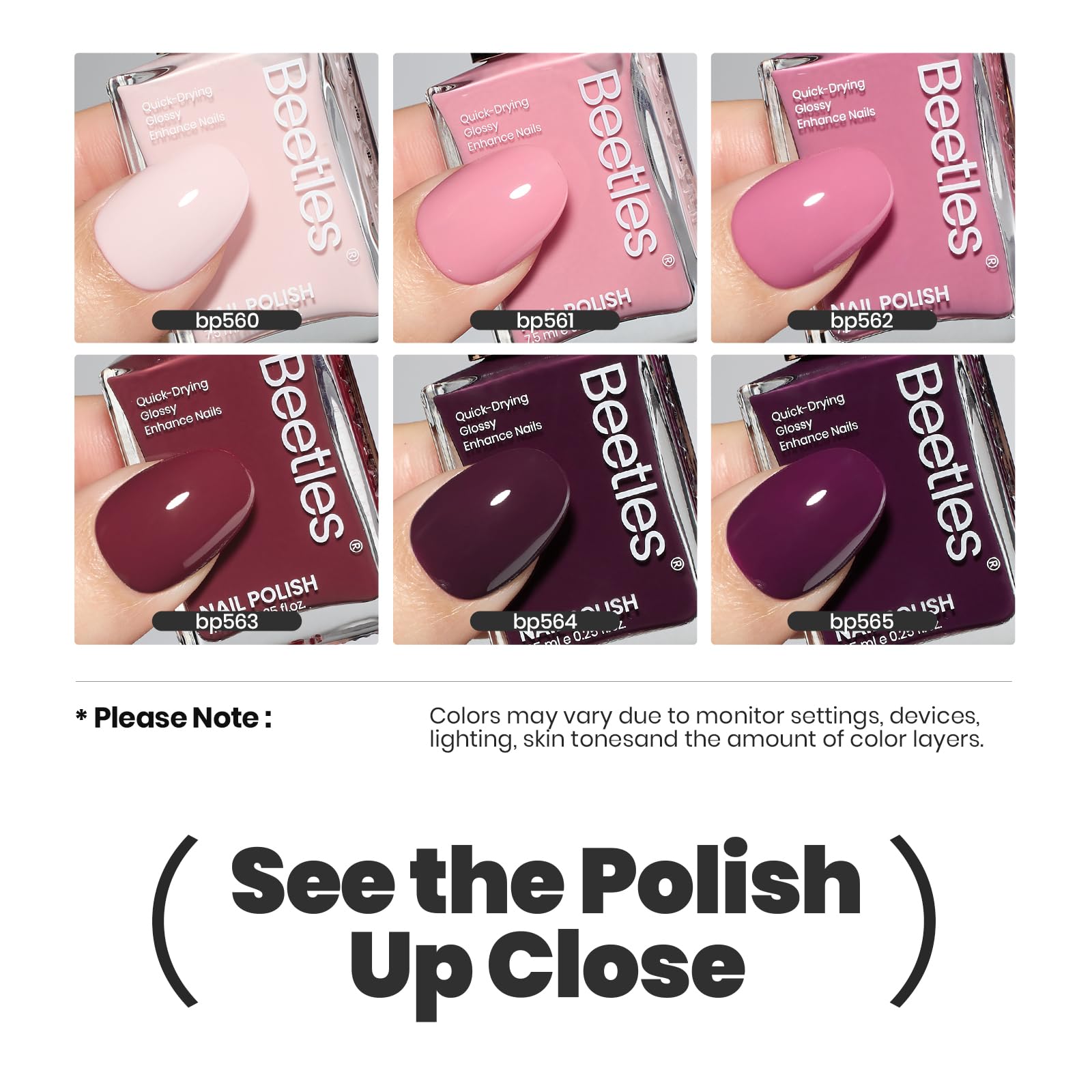Beetles Vernis Rose Twilight – séchage rapide à l'air pour des looks express