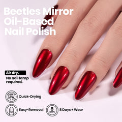 Vernis Beetles rouge chrome pinceau: application précise et homogène.