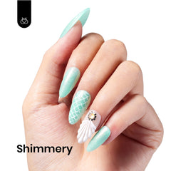 Beetles Gel Polish Vert Menthe: ongles vernis avec paillettes brillantes pour un look festif.