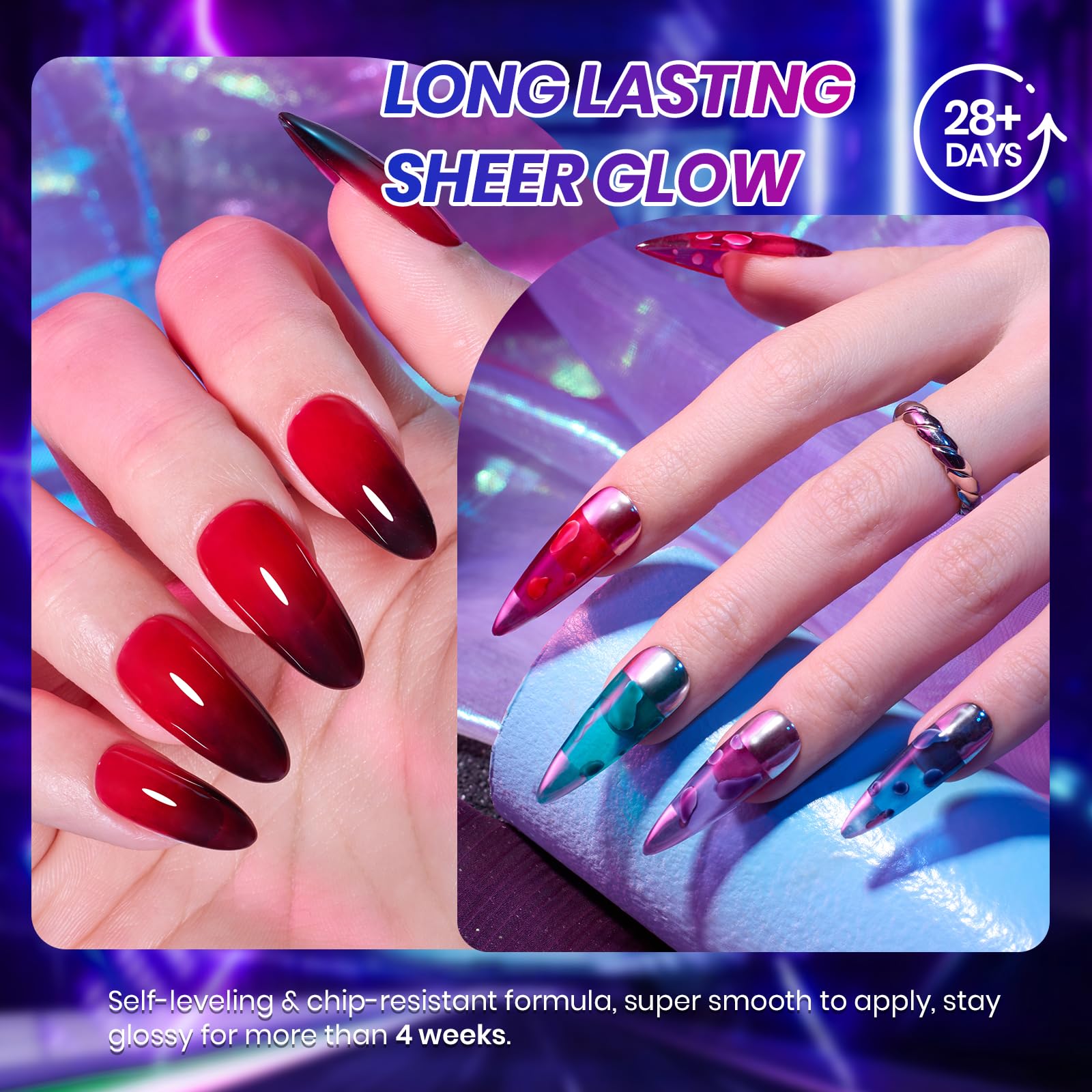 Beetles Vivid Noel Jelly Gel Rouge: éclat brillant et couvrance modérée pour créer un look festif.