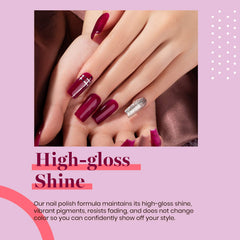Vernis Beetles Wine Red Gel montre une brillance durable sous lampe LED ou UV.