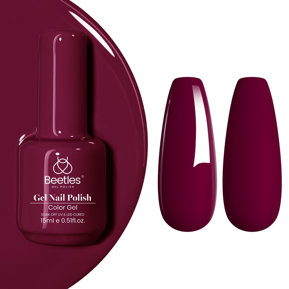 Beetles Wine Red Gel vernis de bouteille rouge burgundy pour des ongles éclatants.