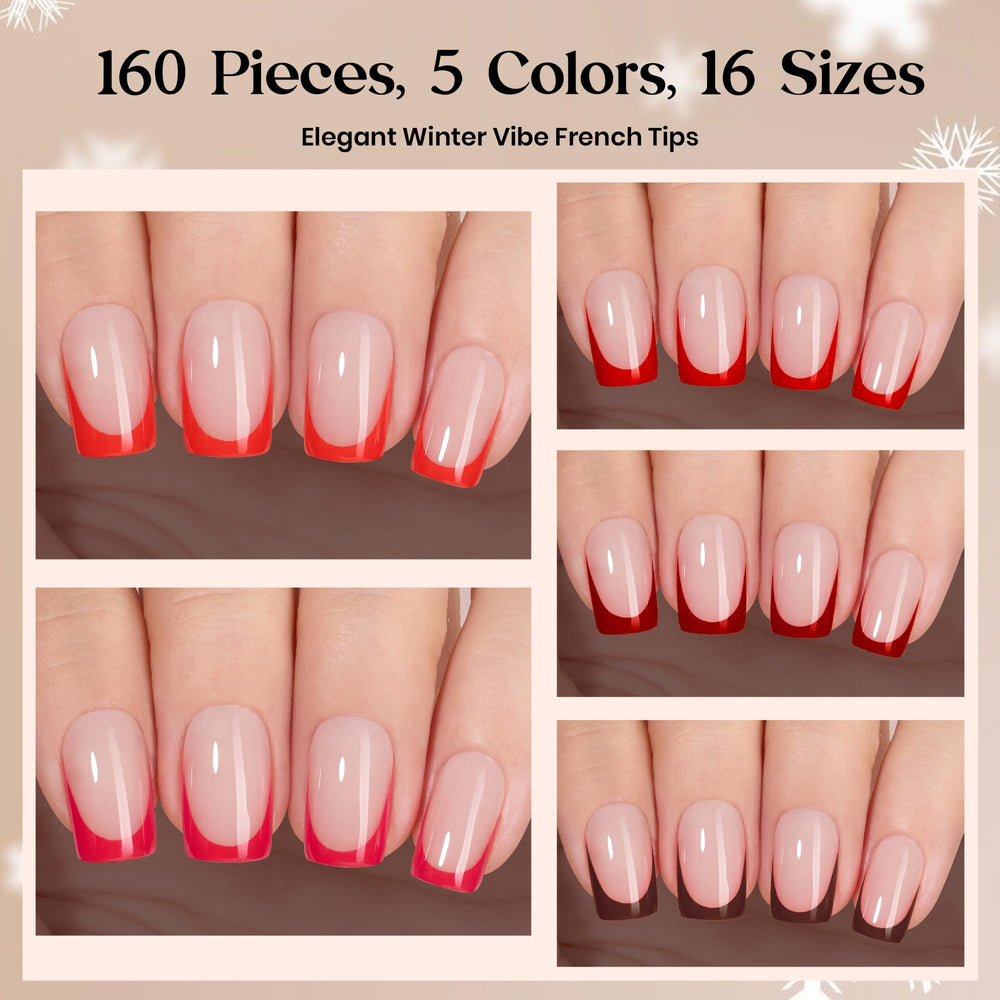 Base naturelle avec bord rouge pour une manucure chic.