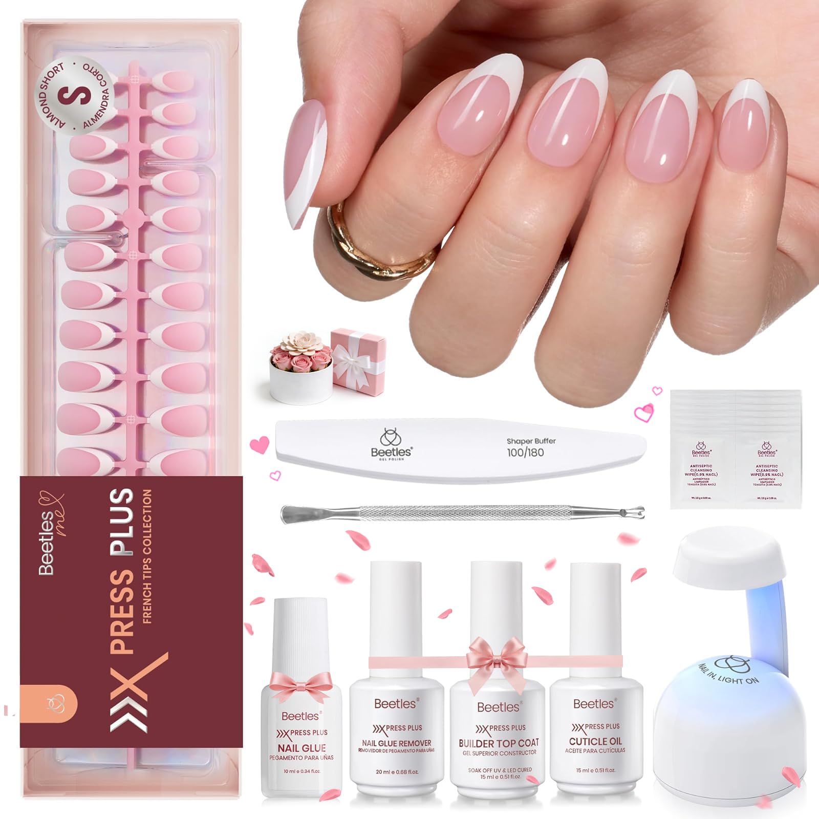 Beetles X Press Kit: ensemble d’ongles français pour une manucure rapide et précise.