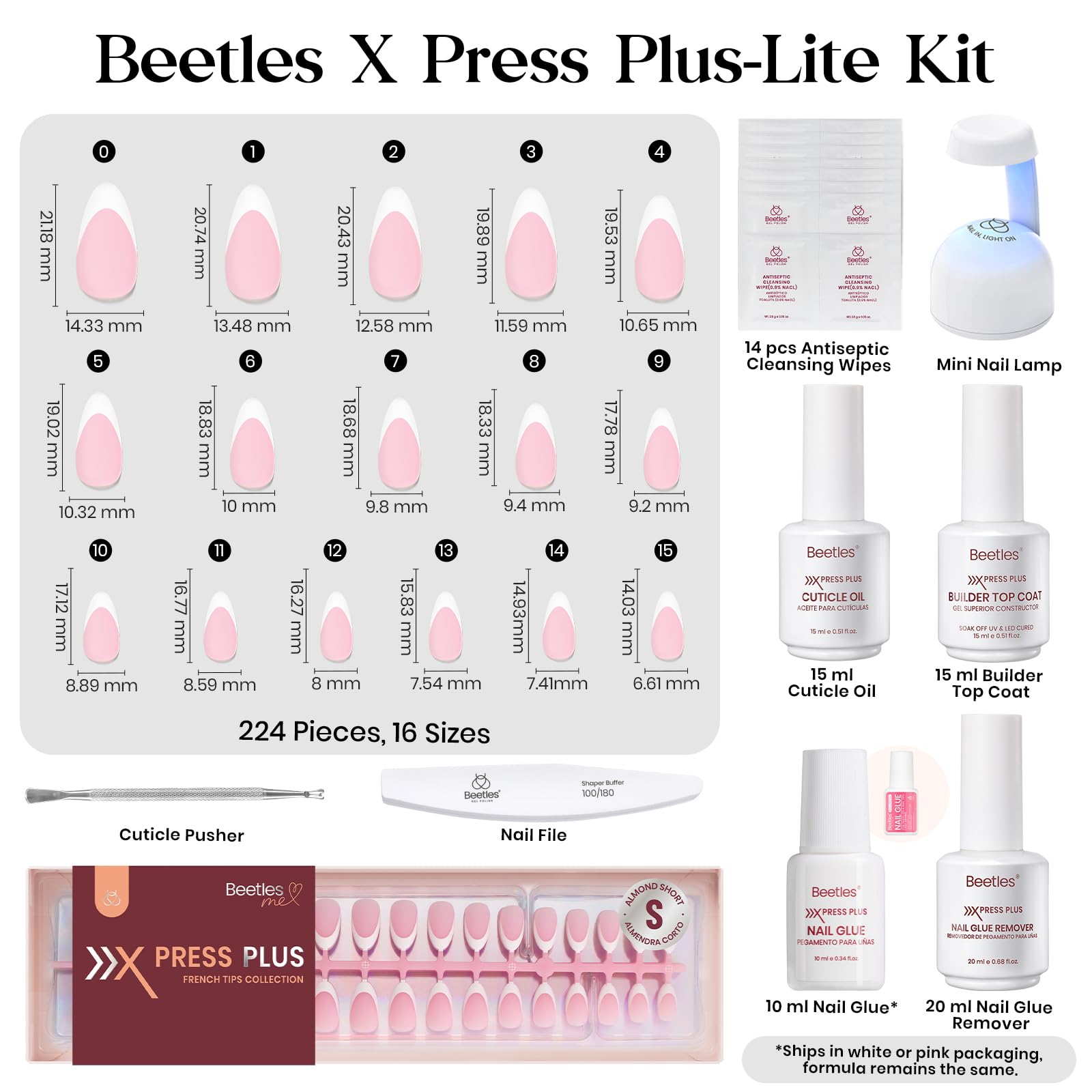 Beetles X Press Kit: outil pousse-cuticule inclus pour lisser les bords.