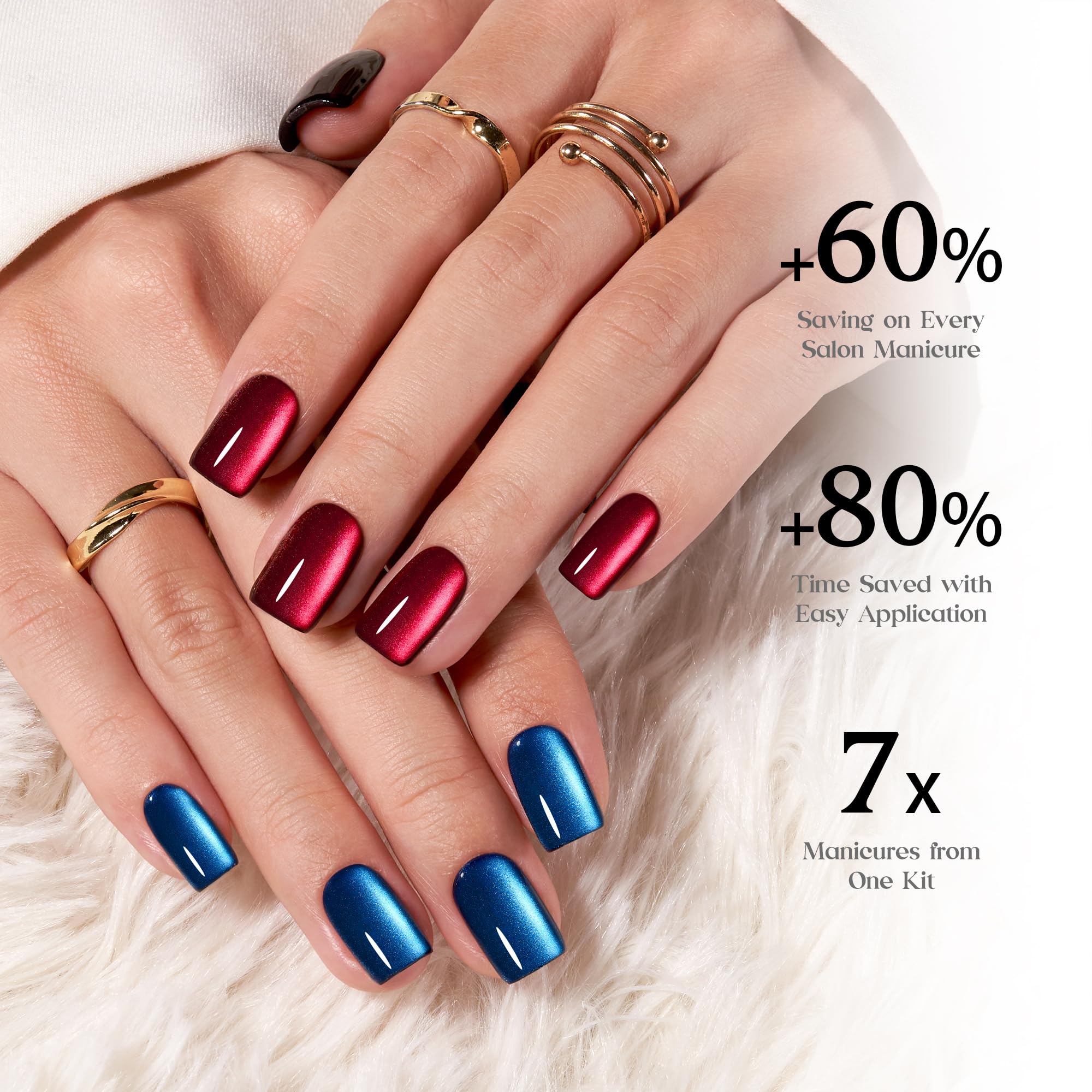 Beetles X Press Cat Eye Ongles noirs avec effet oeil de chat, éclat élégant pour soirée.