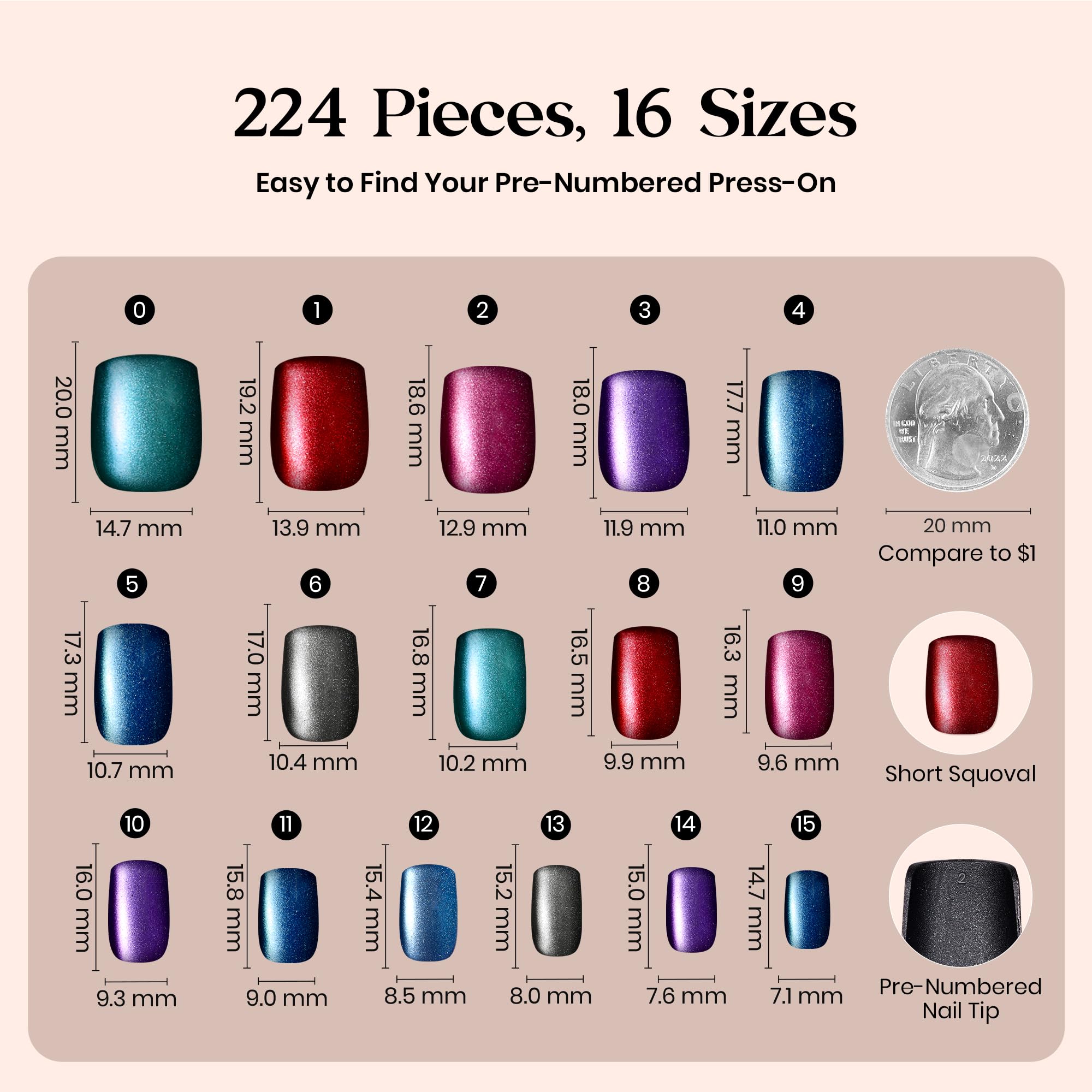Beetles X Press Cat Eye Ongles roses avec effet oeil de chat, style romantique.