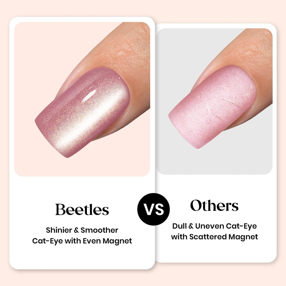 Beetles X Press Cat Eye Ongles verts avec effet oeil de chat, touche moderne et fraîche.