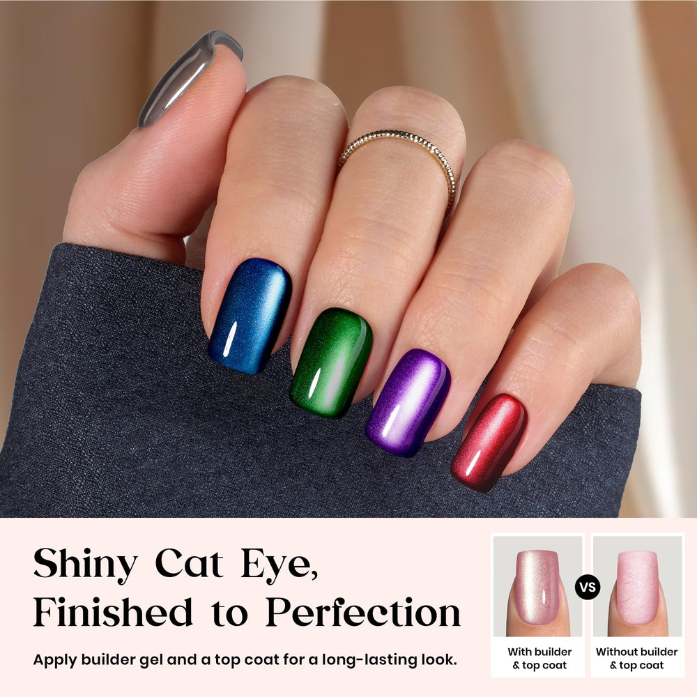 Beetles X Press Cat Eye Ongles violets avec effet oeil de chat, brillance dynamique au quotidien.