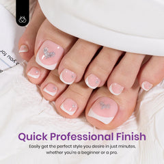 Beetles X Press Plus Ivory French Tip close-up highlights a natural look for toes.