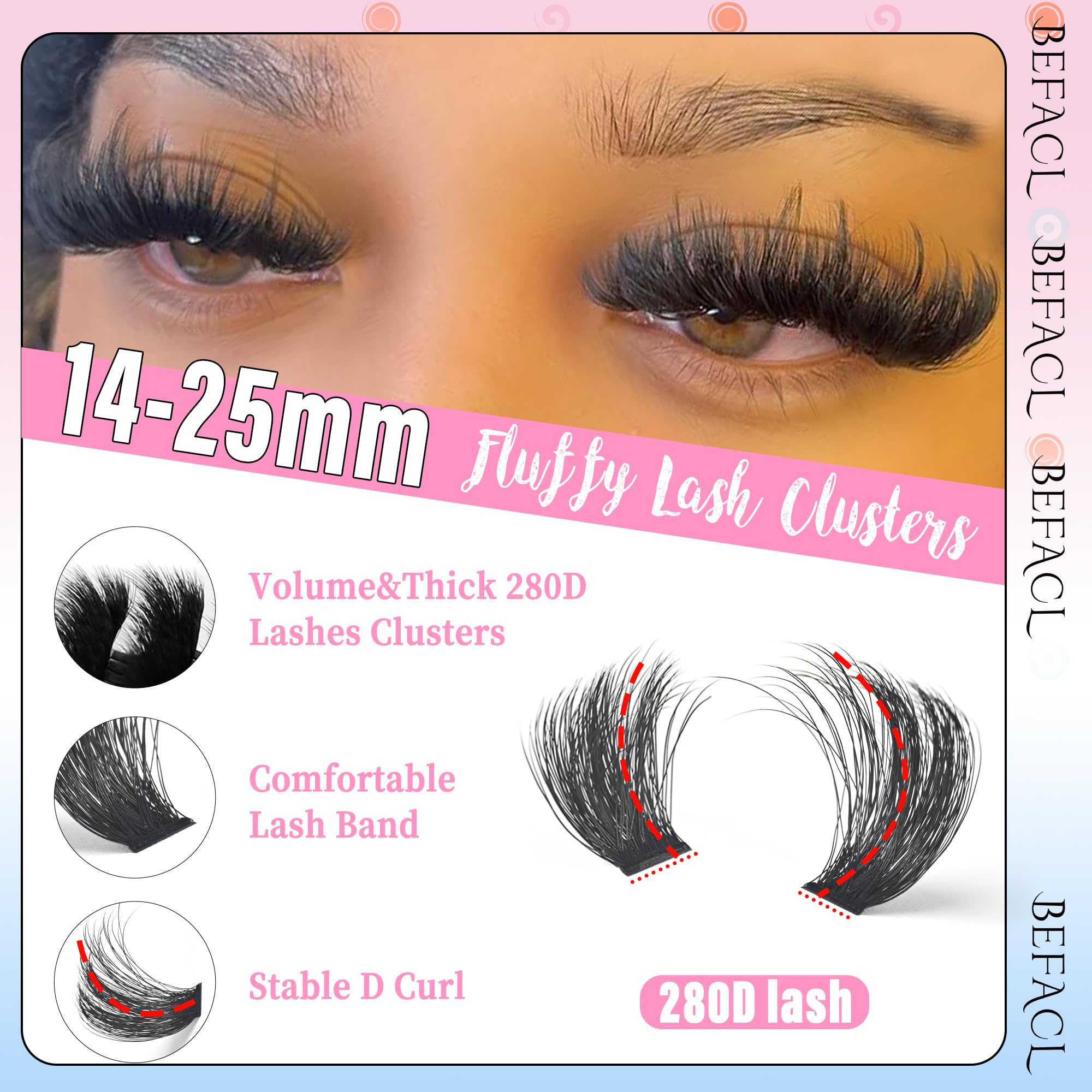 BEFACL clusters D-Curl matte noir – regard ouvert et légèreté durable