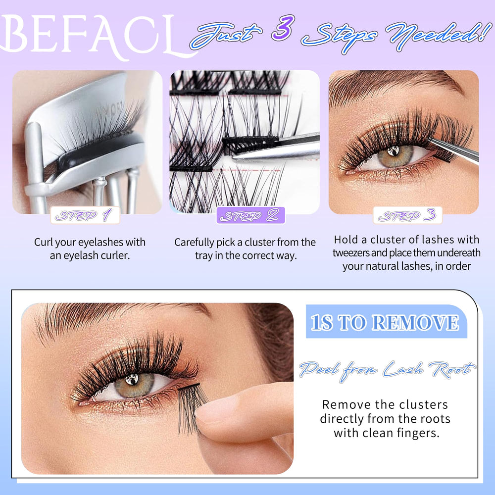 BEFACL kit complet cils auto-adhésifs prêt à poser sans colle.