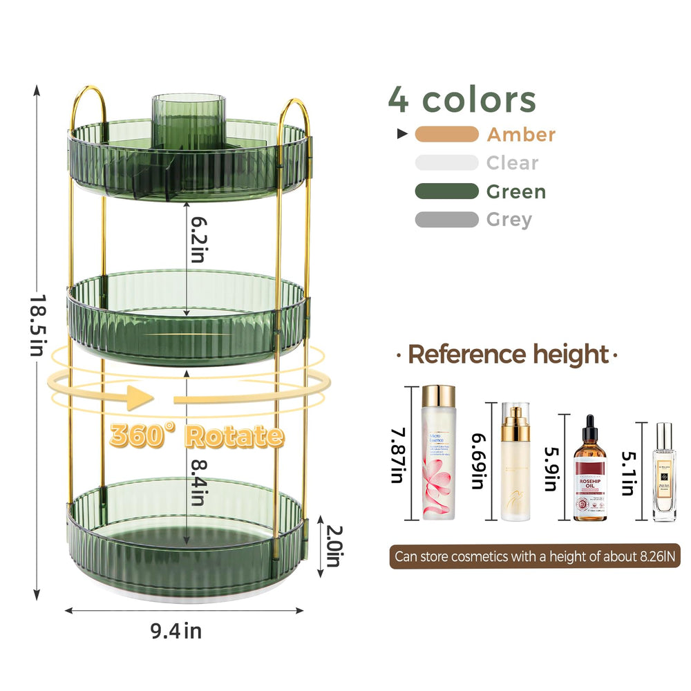 BEFSOP Organisateur maquillage à 3 niveaux, rangement efficace pour soins et cosmétiques.