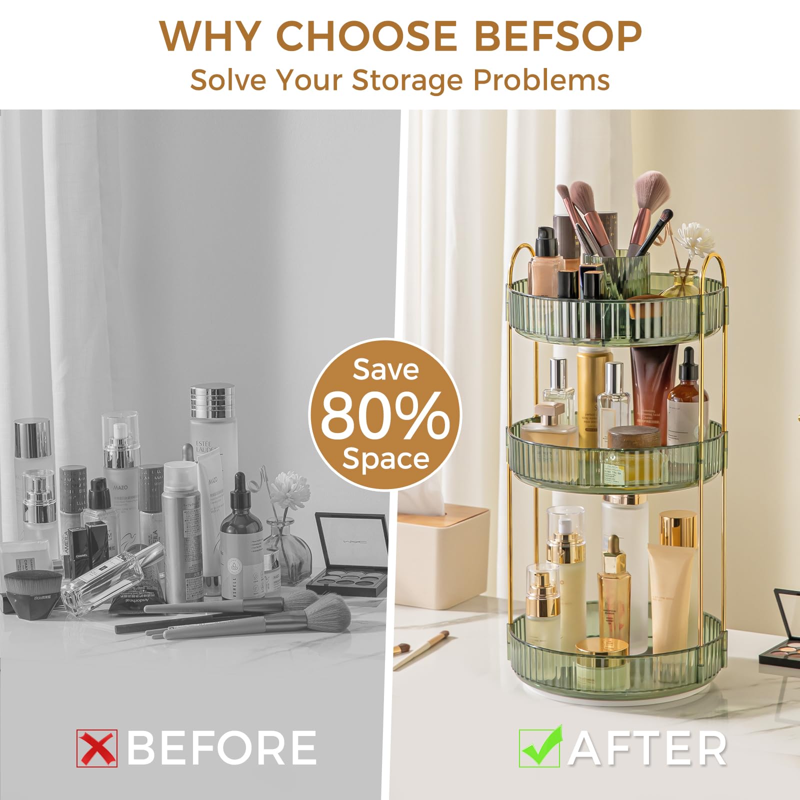 BEFSOP Organisateur soins et parfums, structure robuste et rangement élégant.