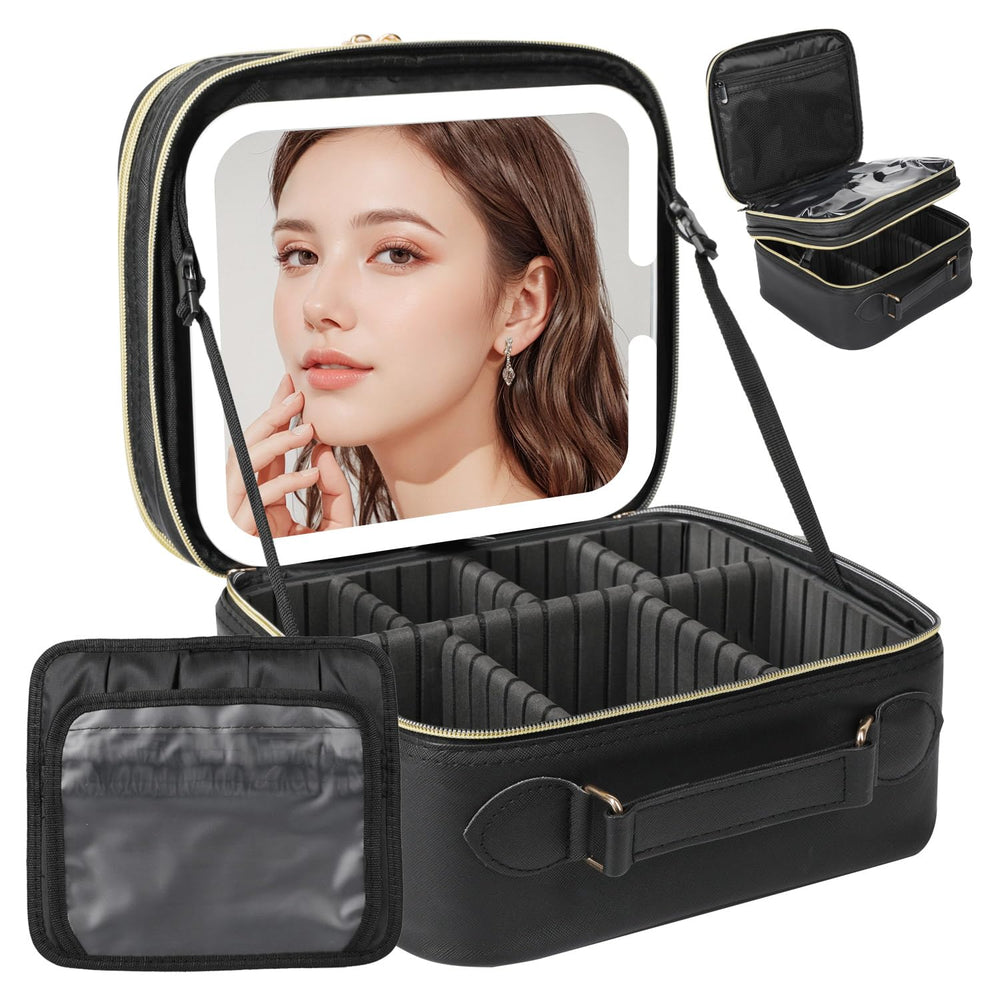 Behaesty trousse maquillage voyage avec miroir LED, pratique en déplacement