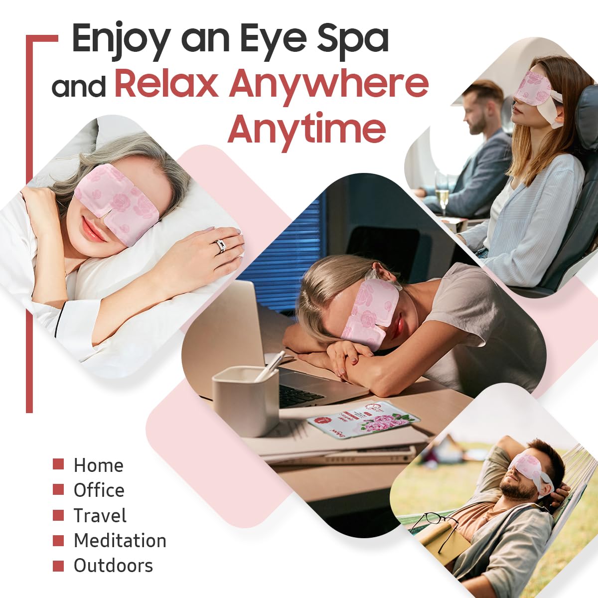 BeHoomi masque yeux chauffant Rose — cadeau relaxation pour elle, pratique et efficace.