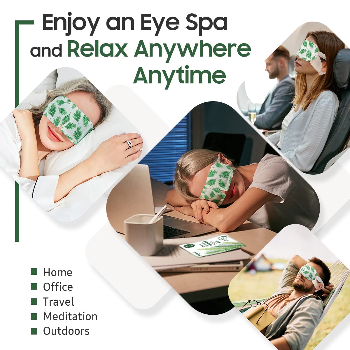 BeHoomi Masque Yeux Vapeur Senteur Arbre-a-the cadeau relaxant pour elle et lui