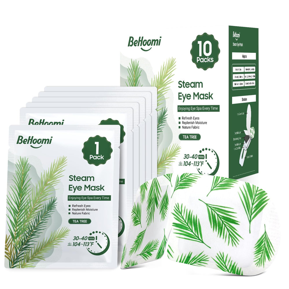 BeHoomi Masque Yeux Vapeur Senteur Arbre-a-the emballage prêt à offrir