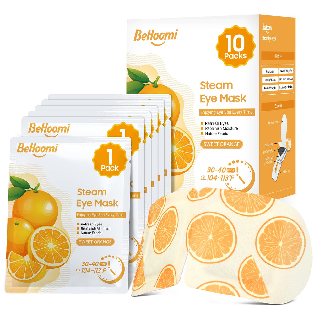 BeHoomi Masque Yeux Vapeur Orange pour détente rapide et agréable