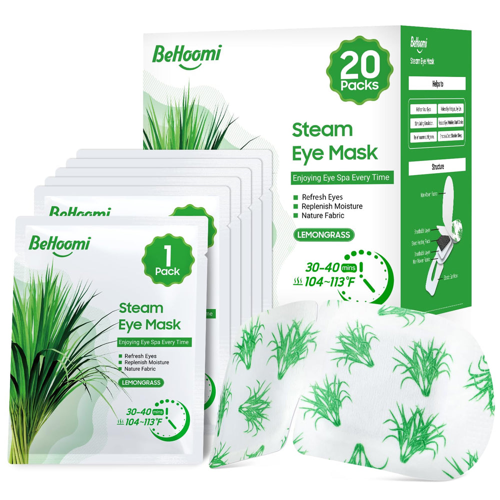 BeHoomi masque yeux vapeur en emballage prêt à offrir le confort en voyage