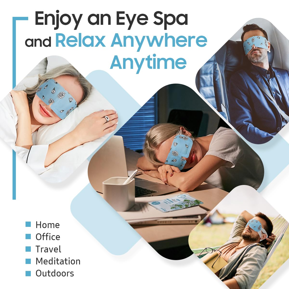 BeHoomi masque yeux vapeur Jasmin — format voyage compact et pratique à offrir