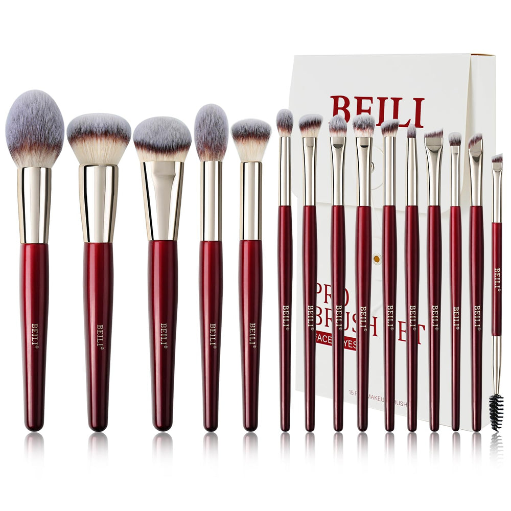 Ensemble BEILI pinceaux 15pcs sur etui, maquillage rapide et precis
