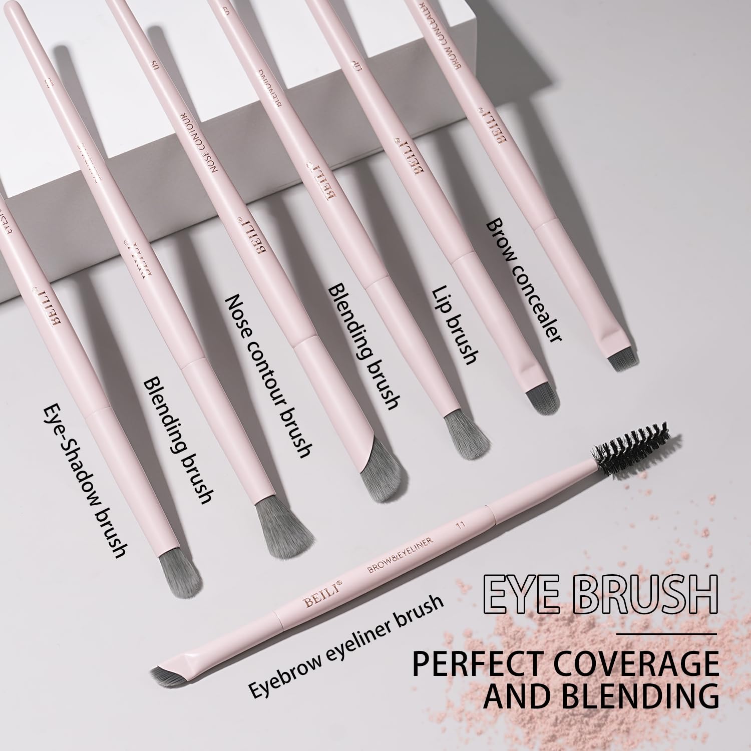 Pinceaux BEILI concealer rose, couvrance ciblée sans surcharger.