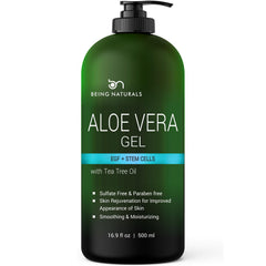 Being Naturals Aloe Gel: bouteille verte pour hydratation quotidienne.