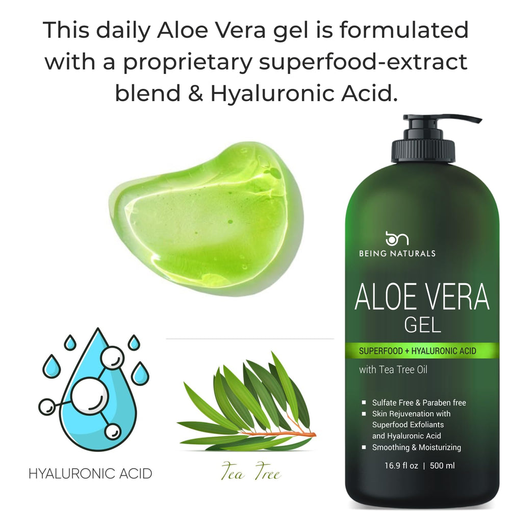 Apaisement après brûlures légères grâce au gel pur Being Naturals.