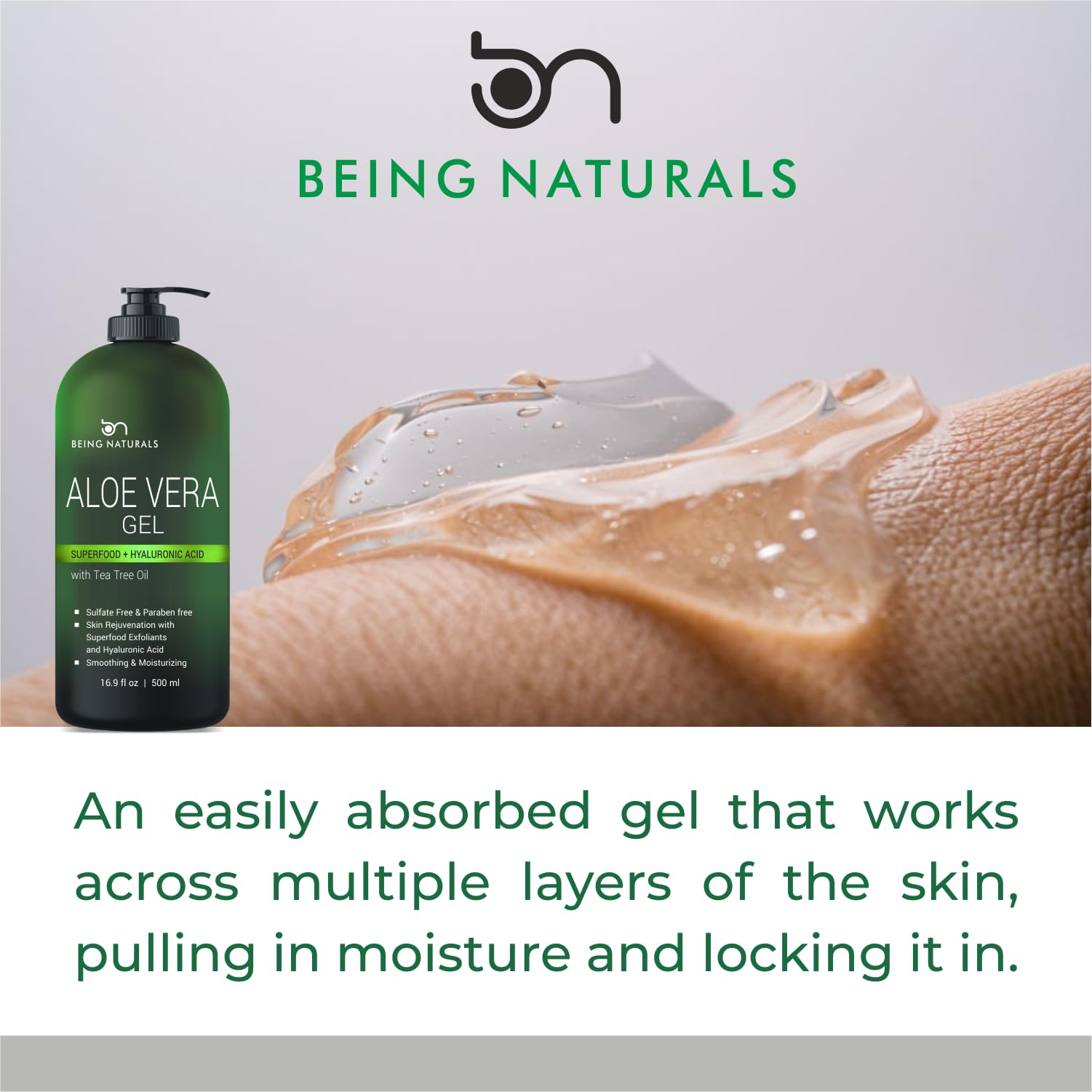 Utilisations variées: visage, corps et cheveux avec Being Naturals Aloe Vera.