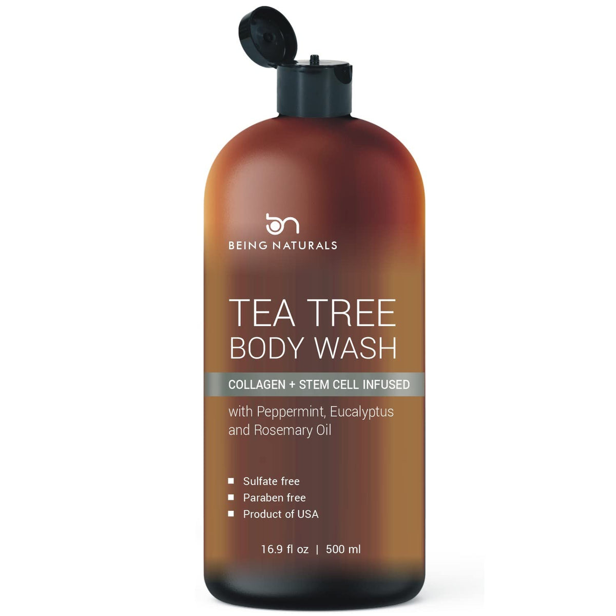 Being Naturals Tea Tree Body Wash bottle for daily cleanse and odor control.