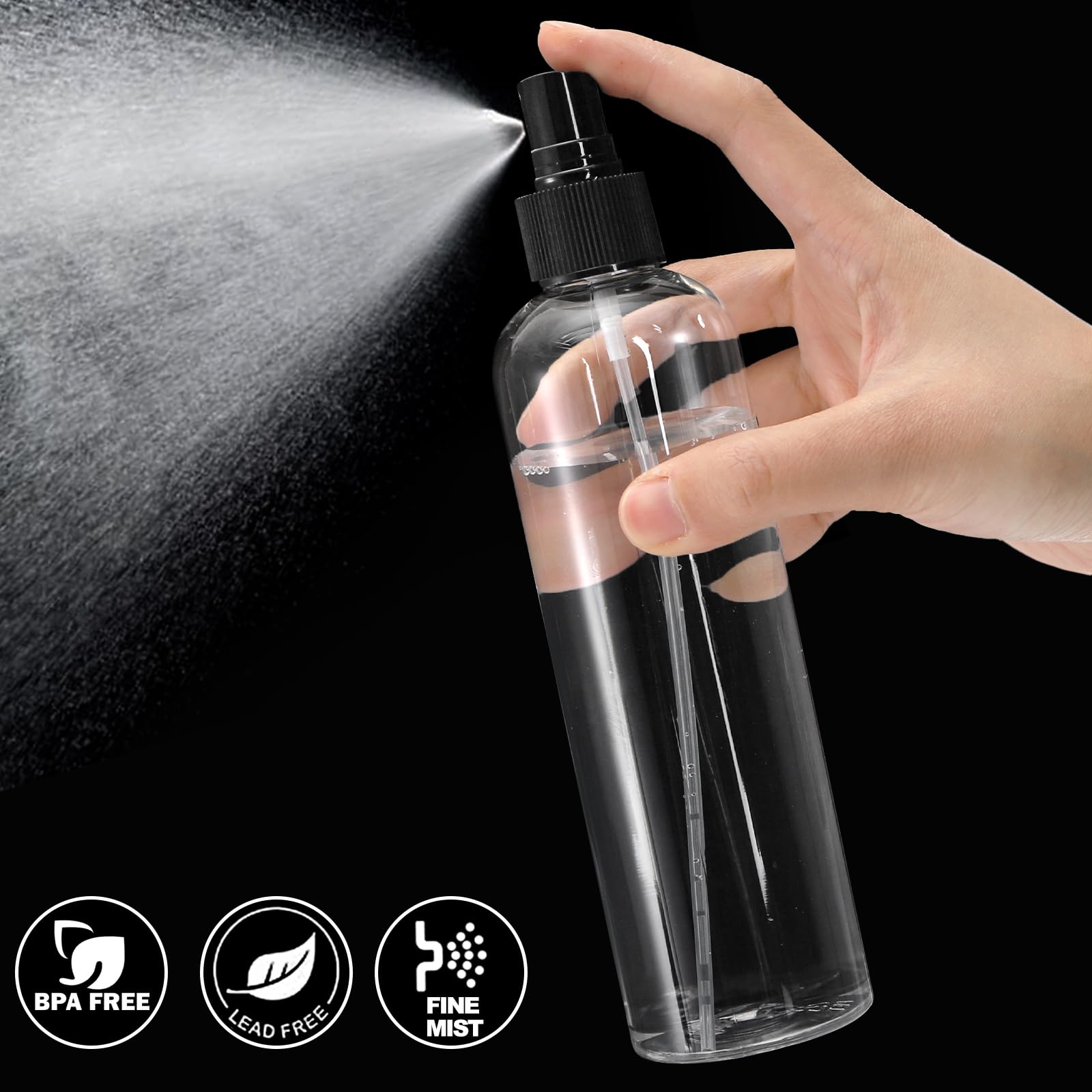 Bekith vaporisateur 8oz transparent, capuchon à pression, pratique pour dilutions d'huiles.