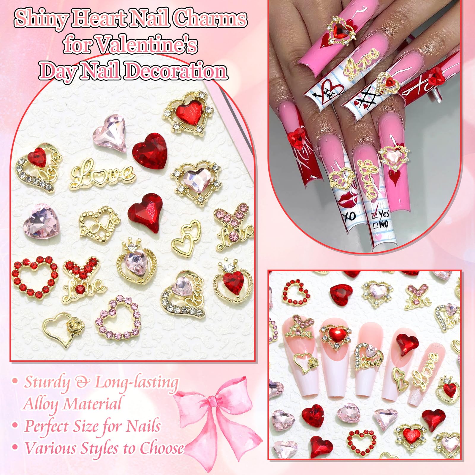 BELICEY décor ongles cœur pavé, pour un look chic et scintillant.