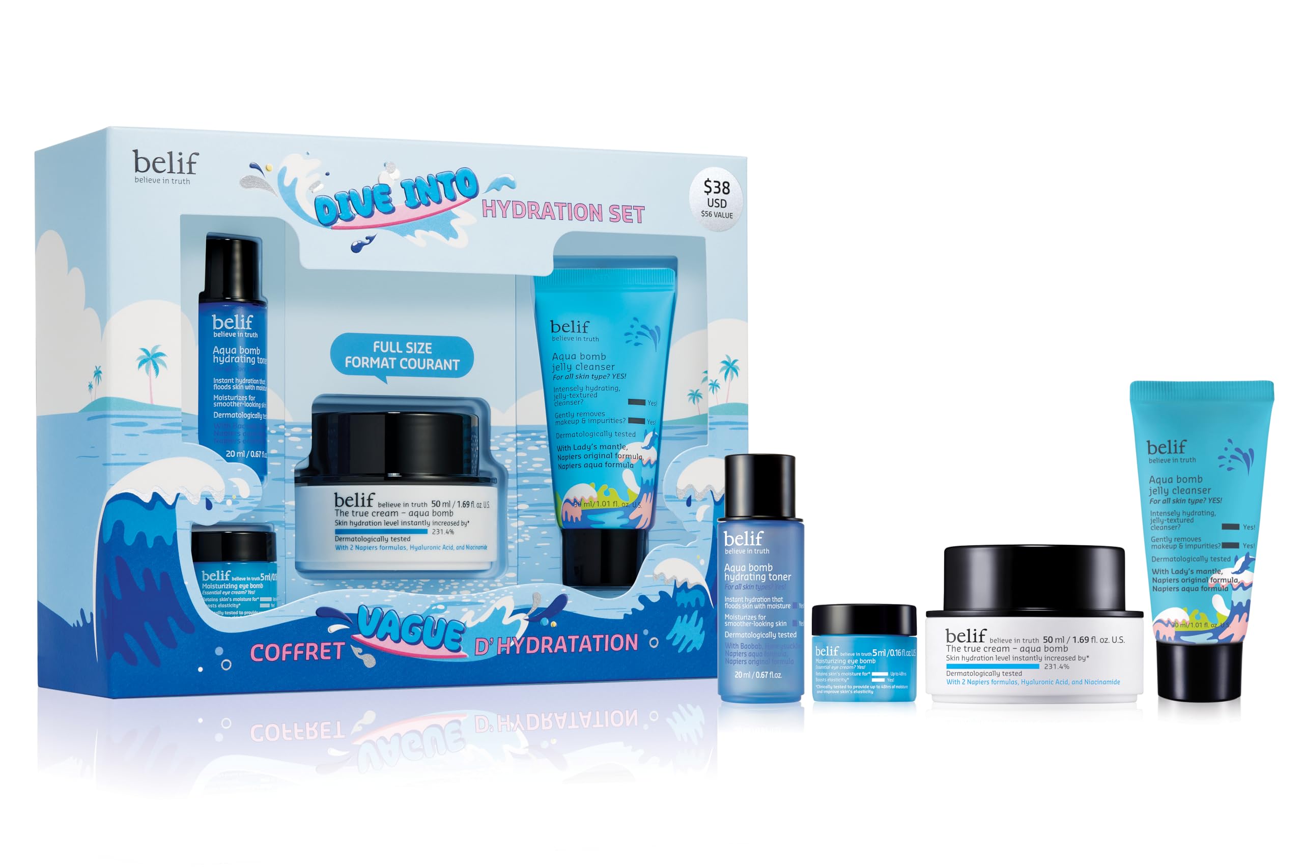 Belif Aqua Bomb gel hydratant sur peau nette, sensation de fraîcheur