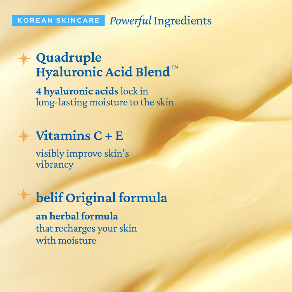 belif aqua bomb ingrédients vitamine C et E, soutiennent l'éclat naturel.