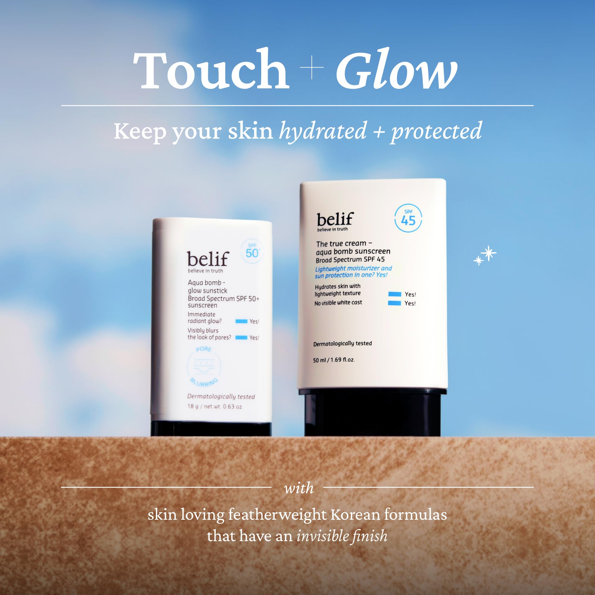 belif Aqua Bomb SPF45, sans parabènes et phtalates, parfum synthétique faible.