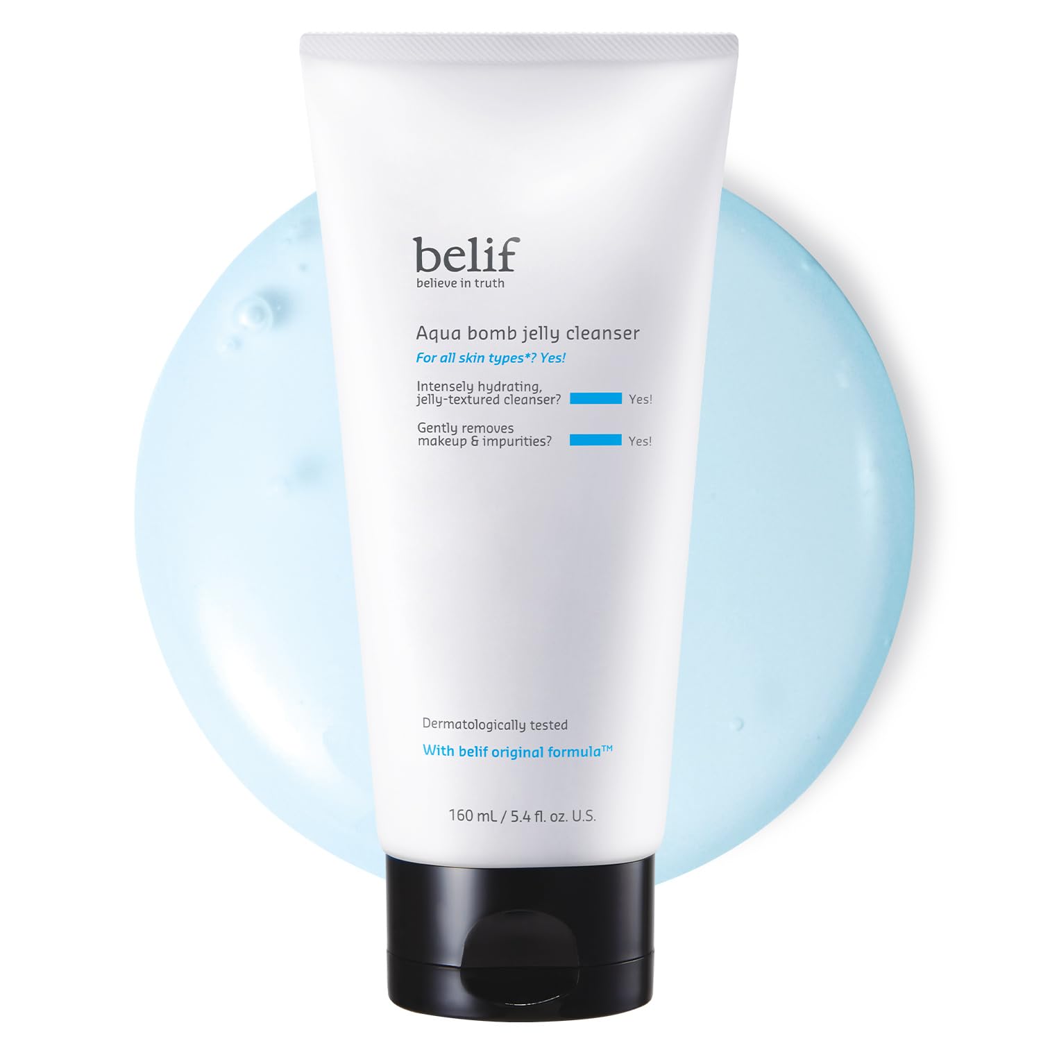 La bouteille belif nettoyant gel hydratant profond prête pour la routine quotidienne.