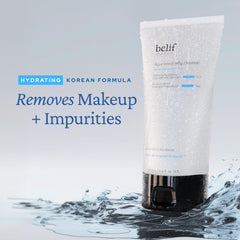Texture gel-mousse belif qui se transforme en mousse douce lors du lavage.