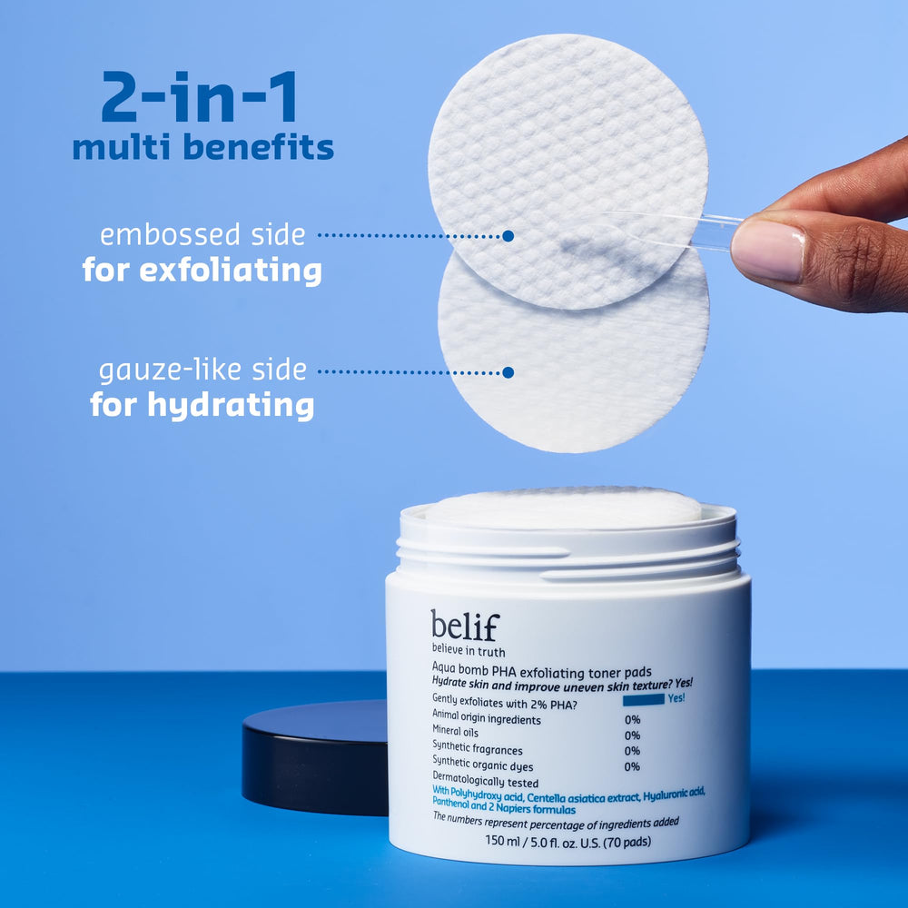 belif PHA 2% Toner Pads : design double-texture pour exfolier puis hydrater