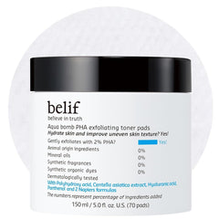 belif PHA 2% Toner Pads : exfoliation embossée pour peau plus nette et lumineuse
