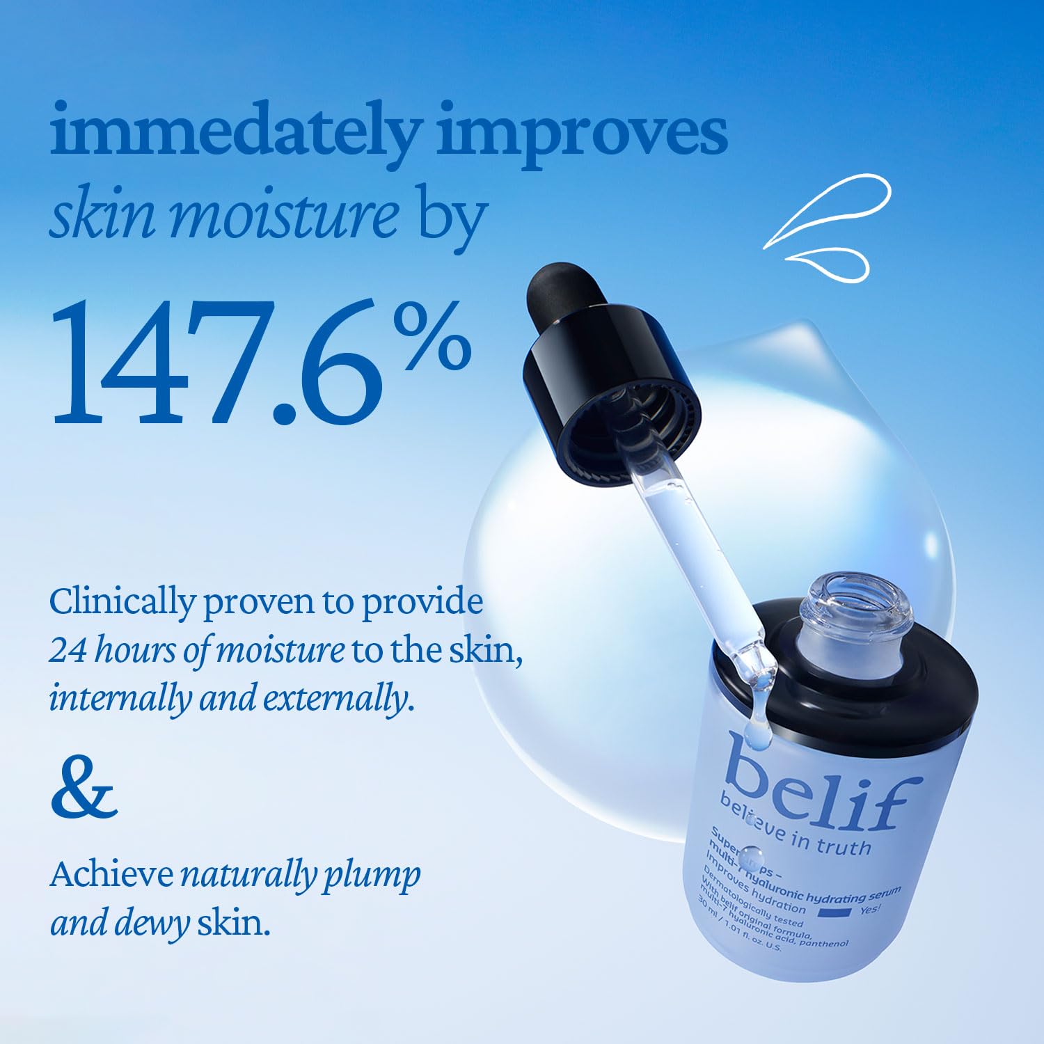 belif super-drops multi-7 serum panthenol apport renforcé à la barrière cutanée.