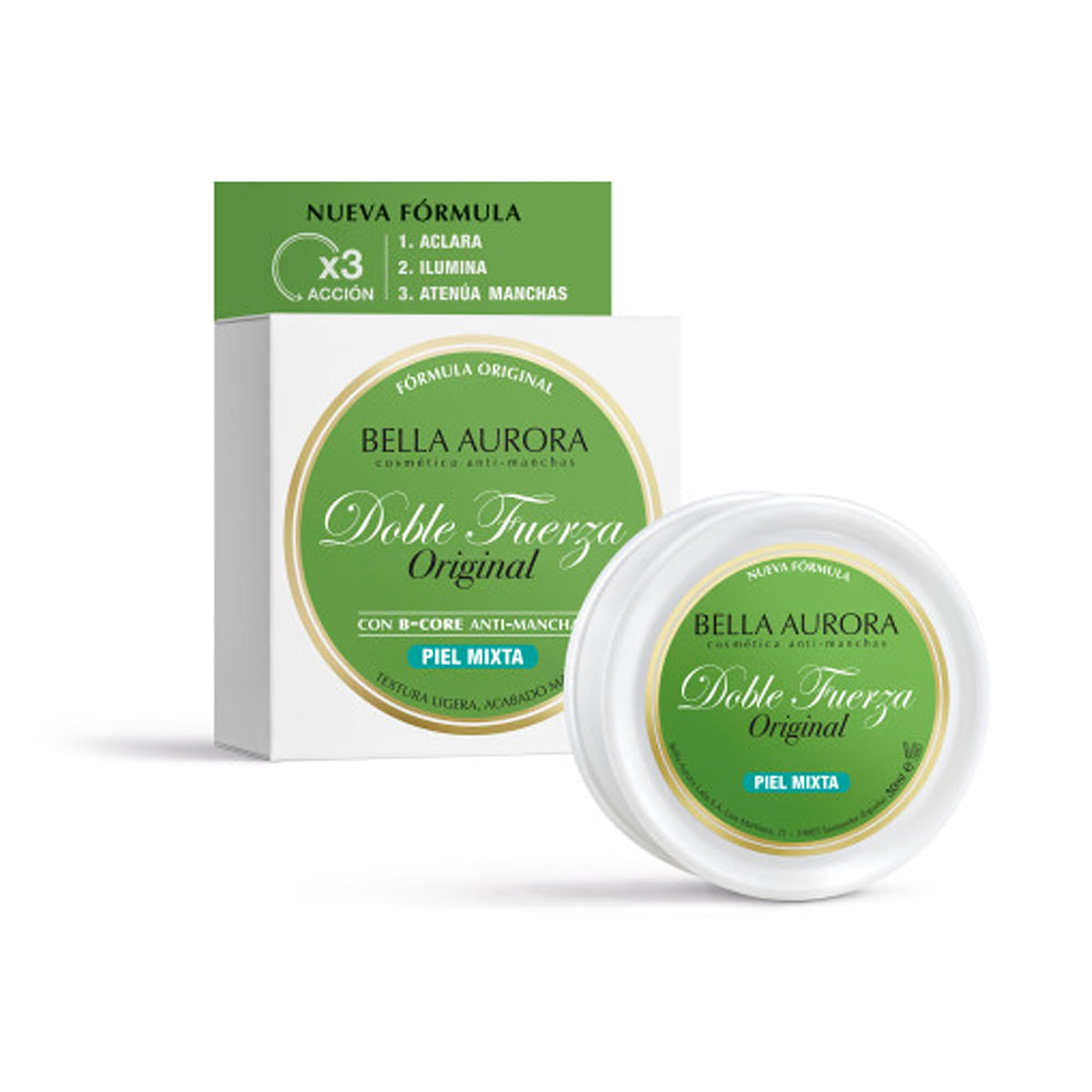 Bella Aurora Double Force: texture nuageuse et finition mate pour peaux mixtes